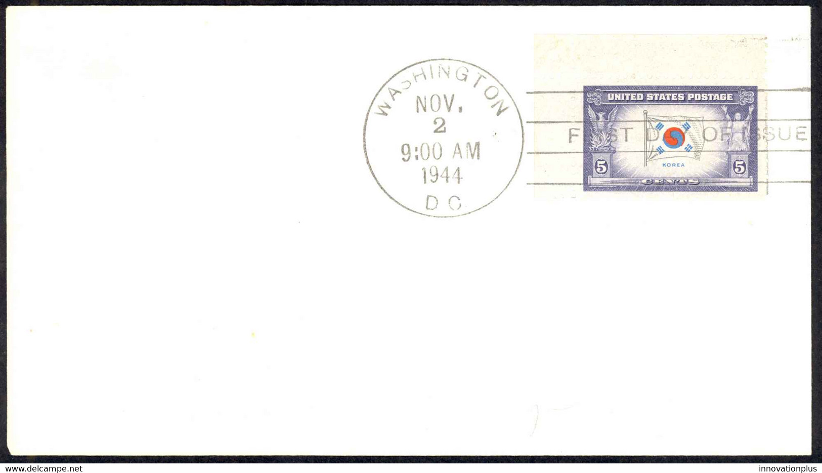 USA Sc# 921 FDC (b) (Washington, DC) 1944 12.2 Overrun Countries - Korea - 1941-1950