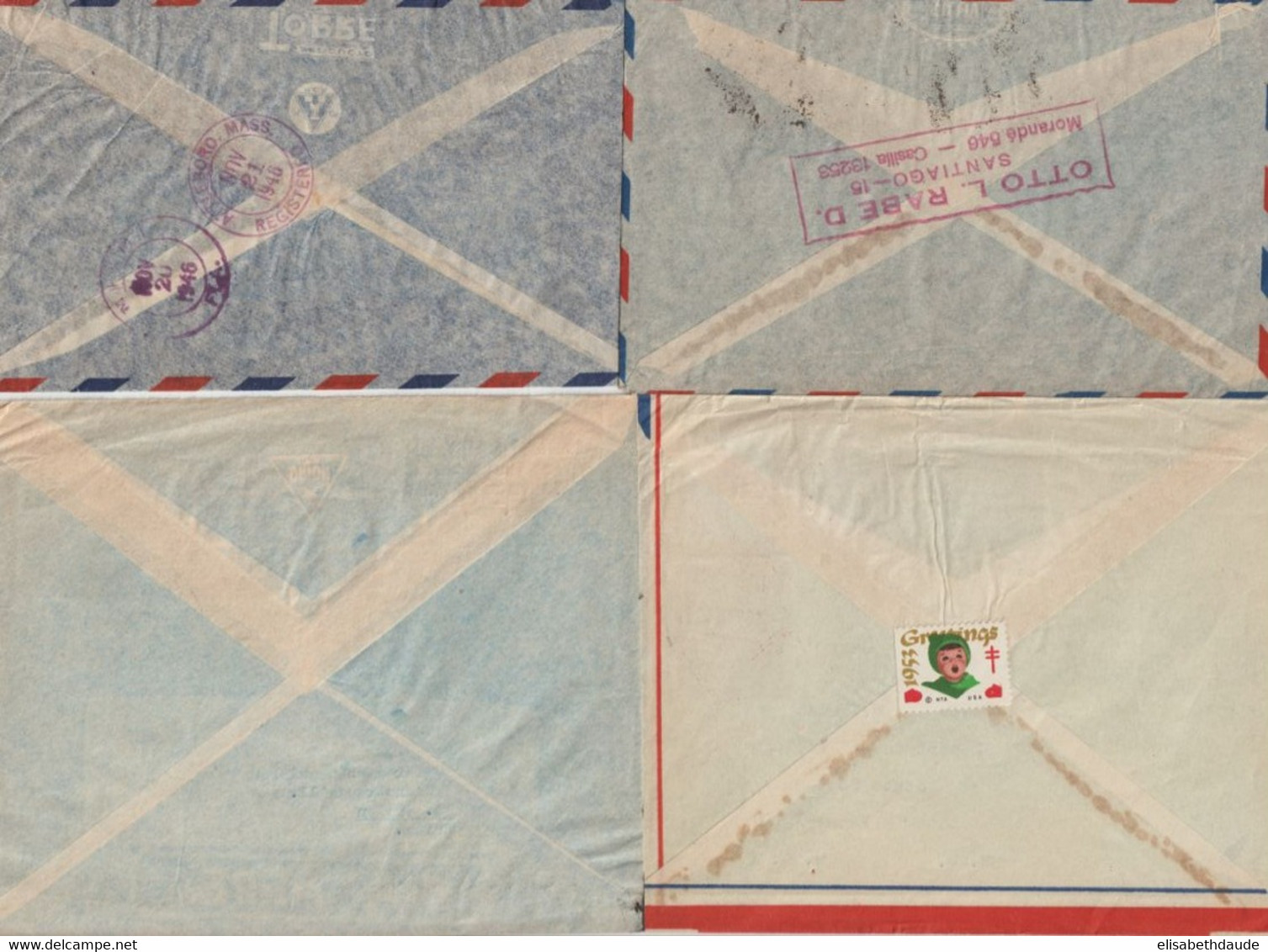 1946/53 - CHILE - POSTE AERIENNE ! - 4 ENVELOPPES Par AVION => USA / GERMANY US ZONE / SUISSE - Cile