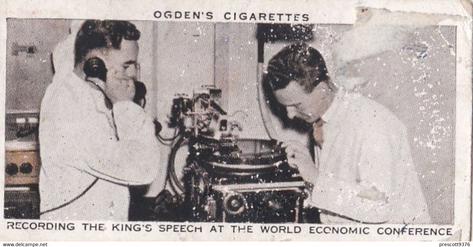 Broadcasting 1935 - 47 Recording Kings Speech - Ogdens Original Cigarette Card - RP - BW - Ogden's