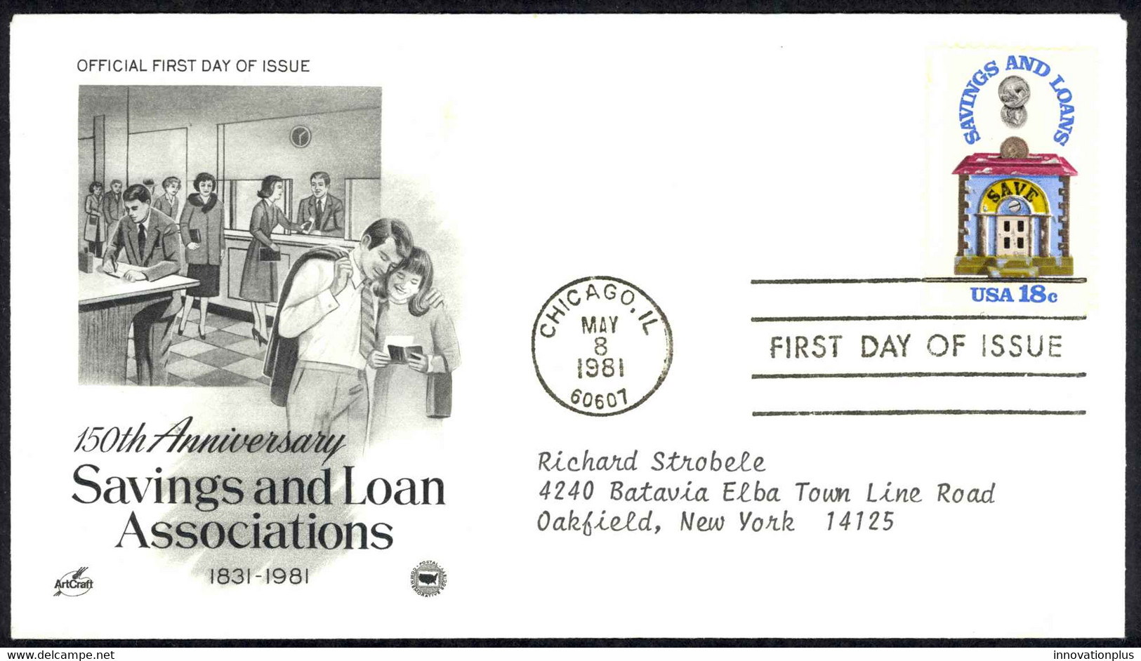 USA Sc# 1911 (ArtCraft) FDC (Chicago, IL) 1981 5.8 Savings & Loans - 1981-1990