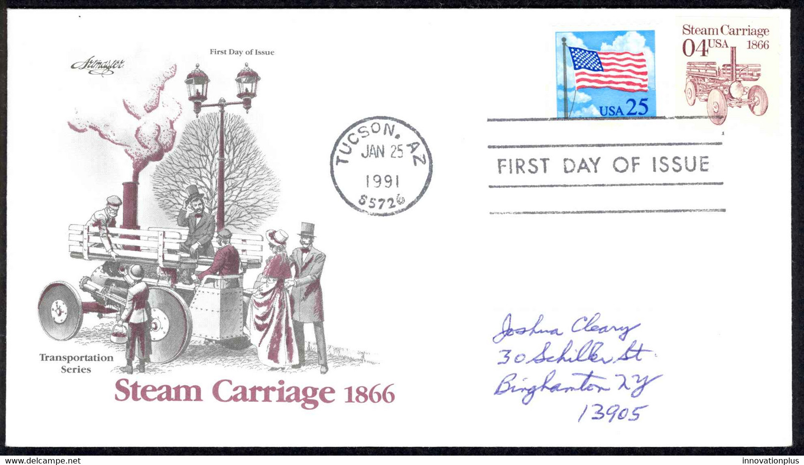 USA Sc# 2451 (Artmaster) FDC (Tucson, AZ) 1991 1.25 Steam Carriage Coil - 1991-2000