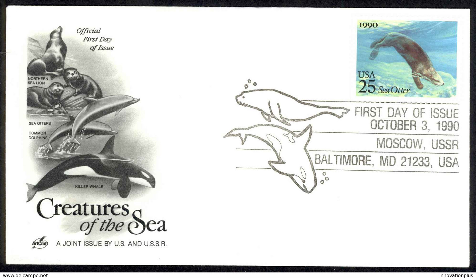 USA Sc# 2510 (ArtCraft) FDC (Baltimore, MD) 1990 10.3 Sea Otter - 1981-1990