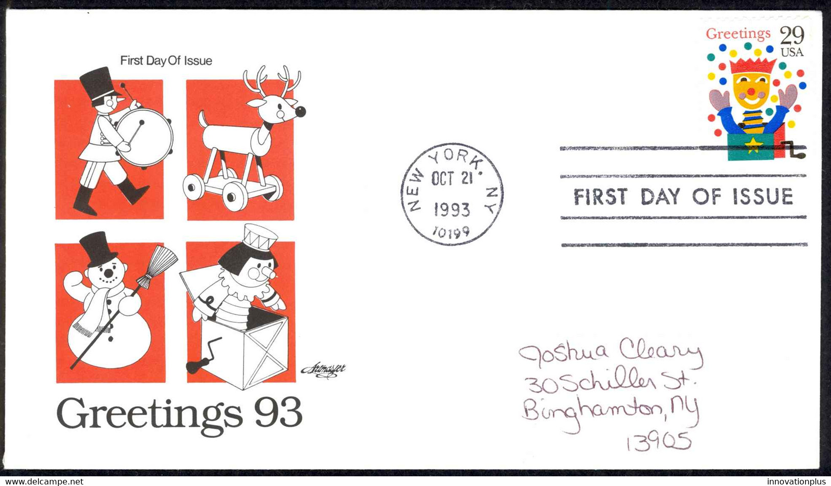 USA Sc# 2791 (Artmaster) FDC (New York, NY) 1993 10.21 Christmas - 1991-2000