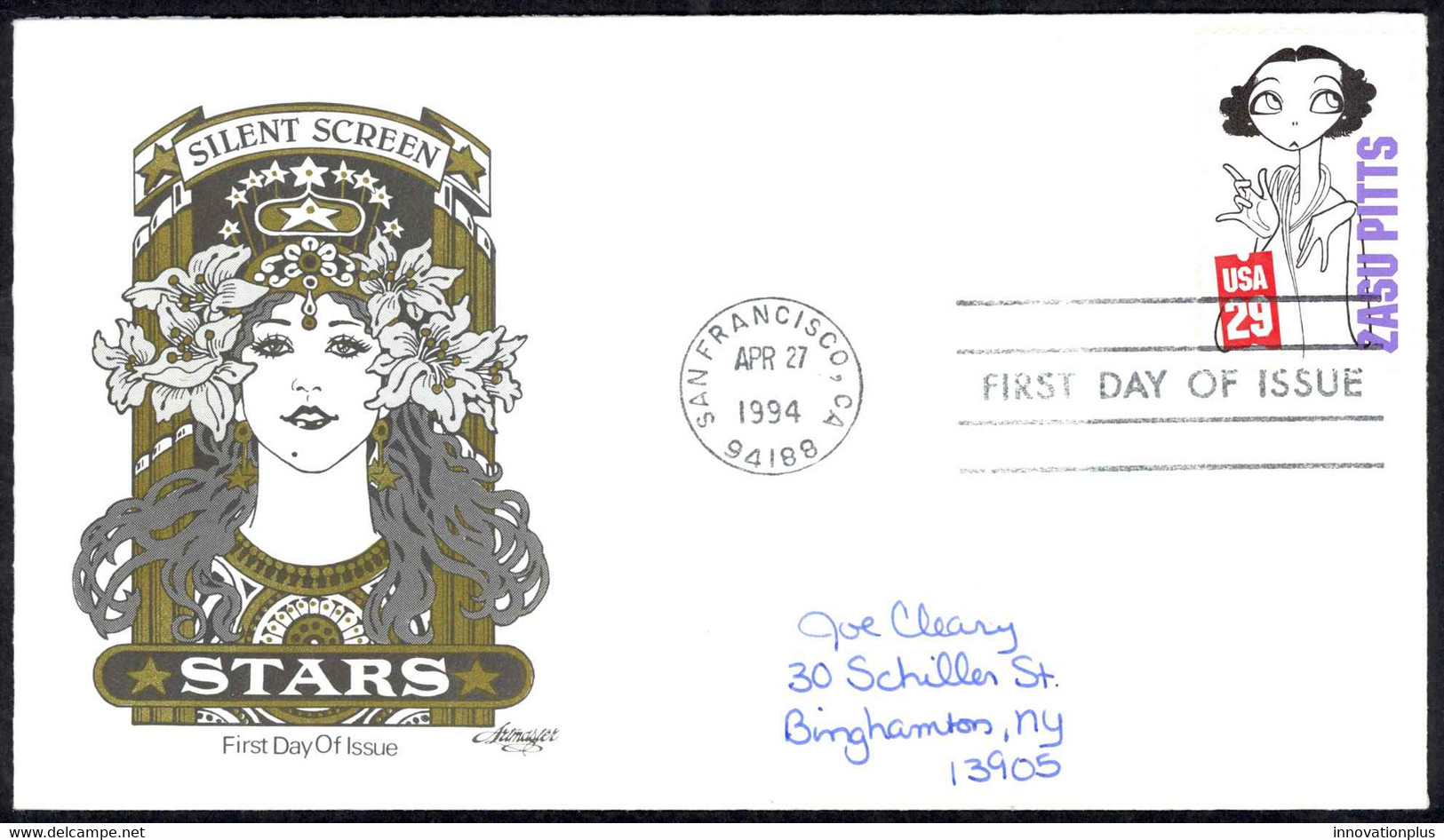 USA Sc# 2824 (Artmaster) FDC (b) (San Francisco, CA) 1994 4.27 ZaSu Pitts - 1991-2000