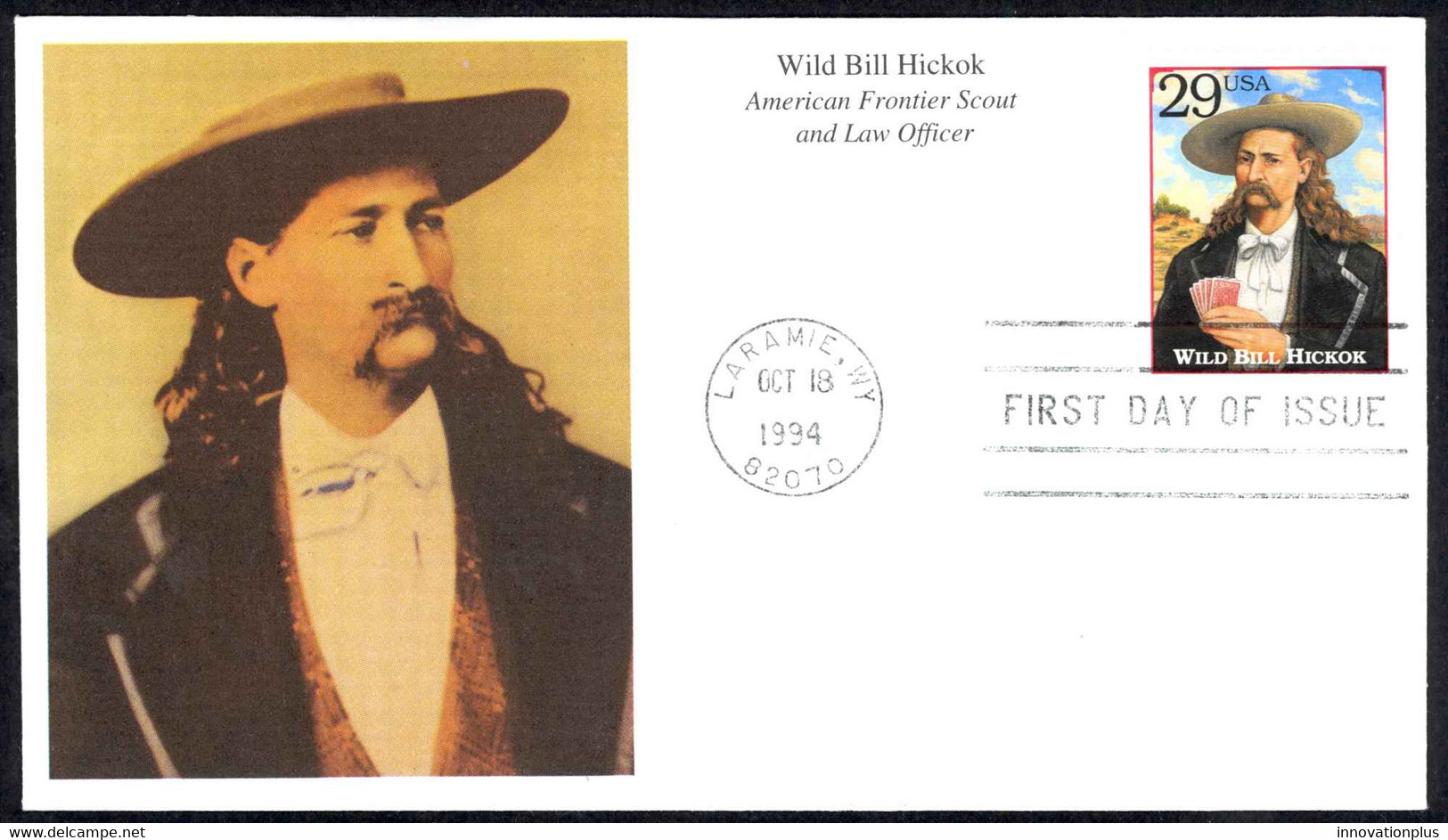 USA Sc# 2869o (Mystic Stamp Cachet) FDC (Laramie, WY) 1994 Wild Bill Hickok - 1991-2000