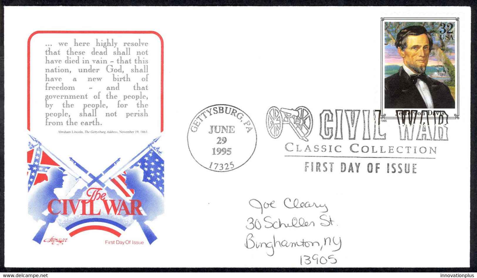 USA Sc# 2975j (Artmaster) FDC (Gettysburg, PA) 1995 6.29 Civil War - 1991-2000