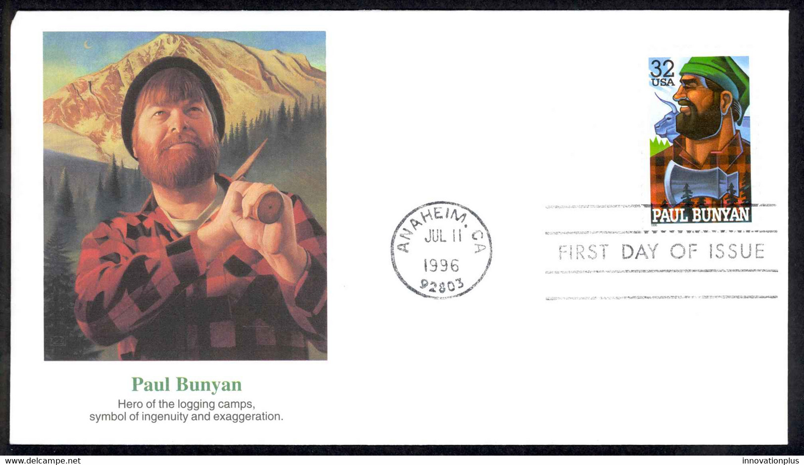 USA Sc# 3084 (Fleetwood) FDC (Anaheim, CA) 1996 7.11 Paul Bunyan - 1991-2000