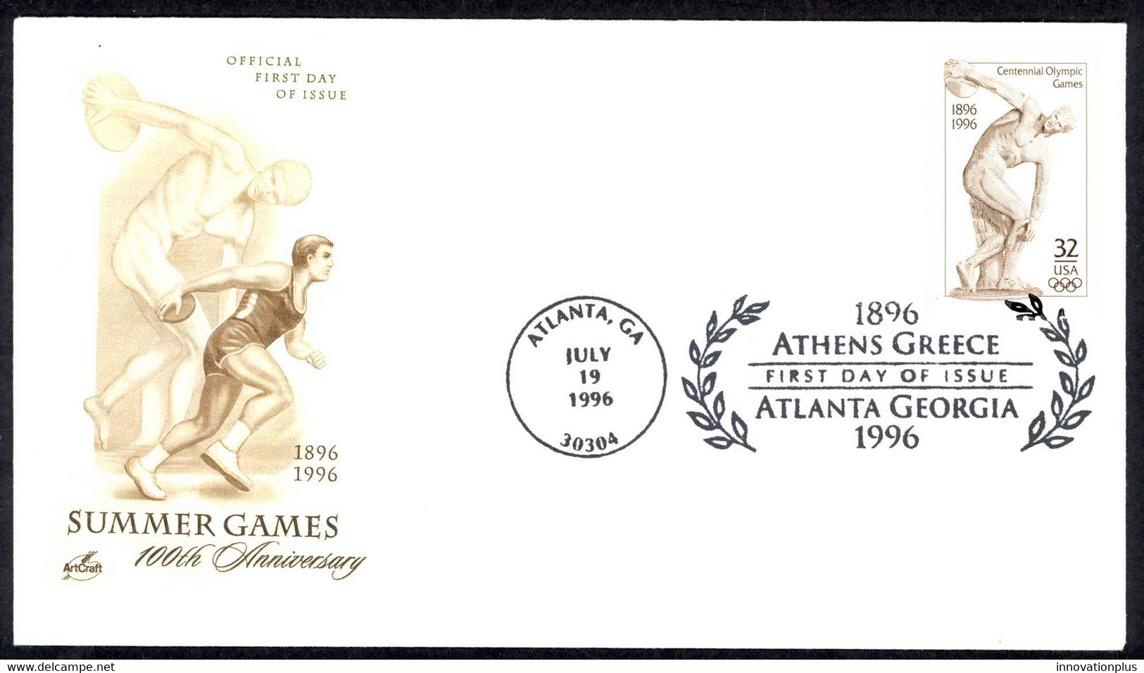 USA Sc# 3087 (ArtCraft) FDC (Atlanta, GA) 1996 7.19 Summer Games 100th - 1991-2000