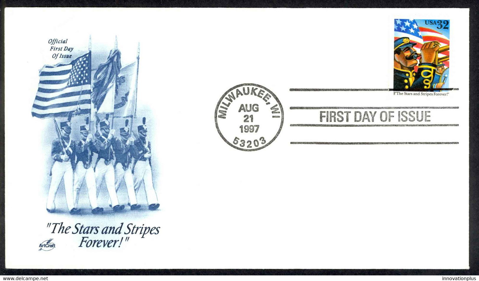 USA Sc# 3153 (ArtCraft) FDC (Milwaukee, WI) 1997 8.21 Stars And Stripes Forever - 1991-2000