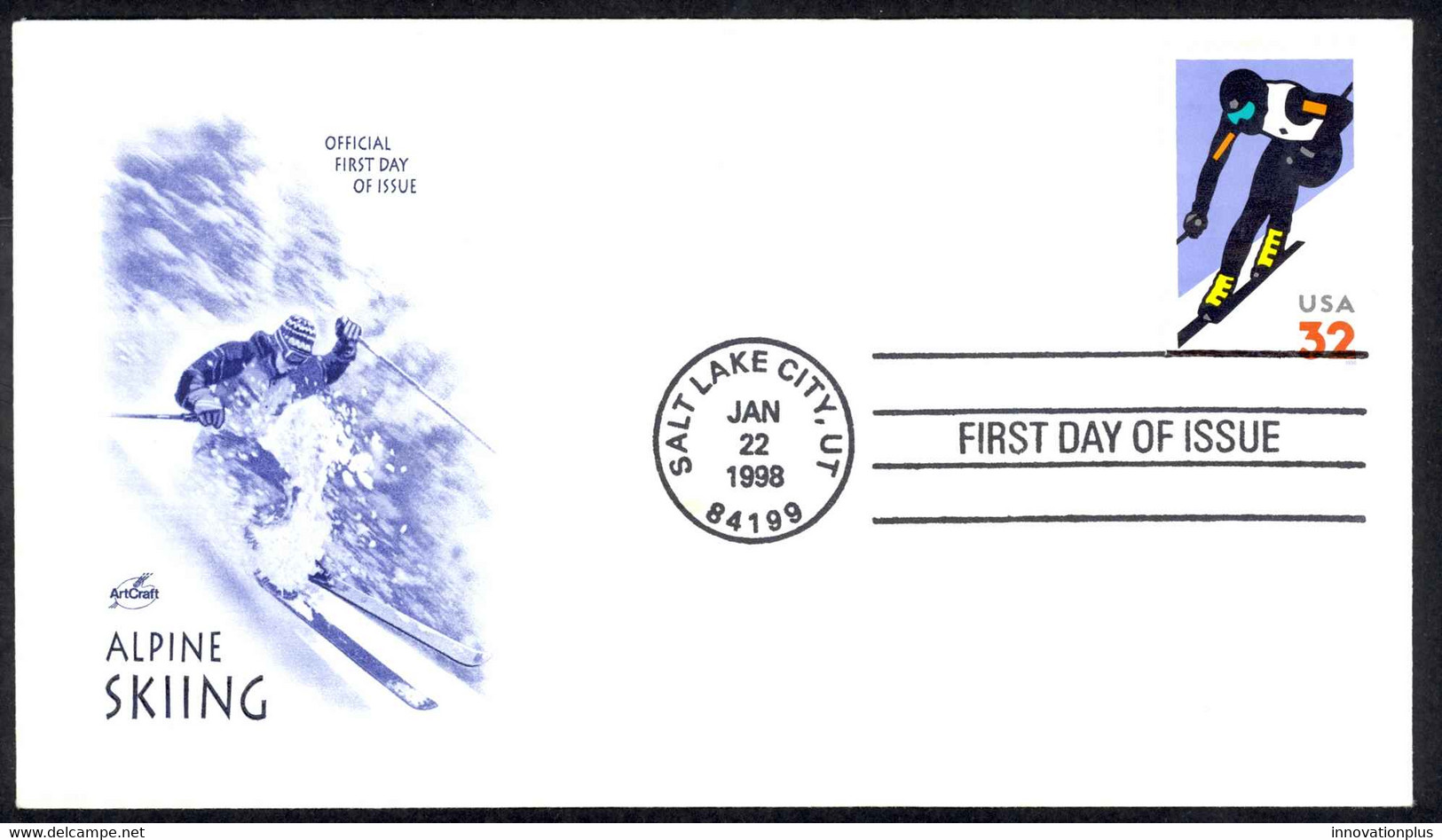 USA Sc# 3180 (ArtCraft) FDC (Salt Lake City, UT) 1998 1.22 Alpine Skiing - 1991-2000