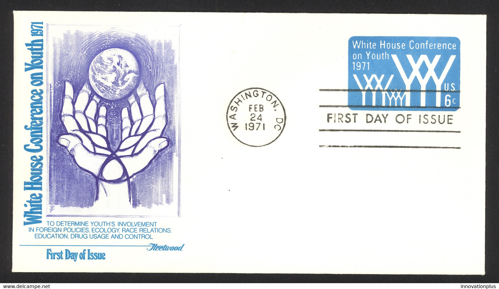 USA Sc# U555 (Fleetwood) FDC (b) (Washington, DC) 1971 2.24 Youth Conference - 1971-1980