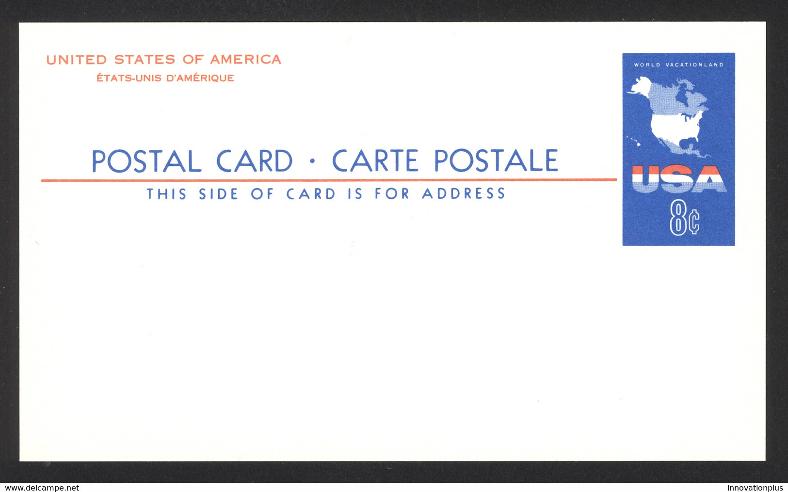 USA Sc# UX54 Mint Postal Card 1967 8c Map - 1961-80