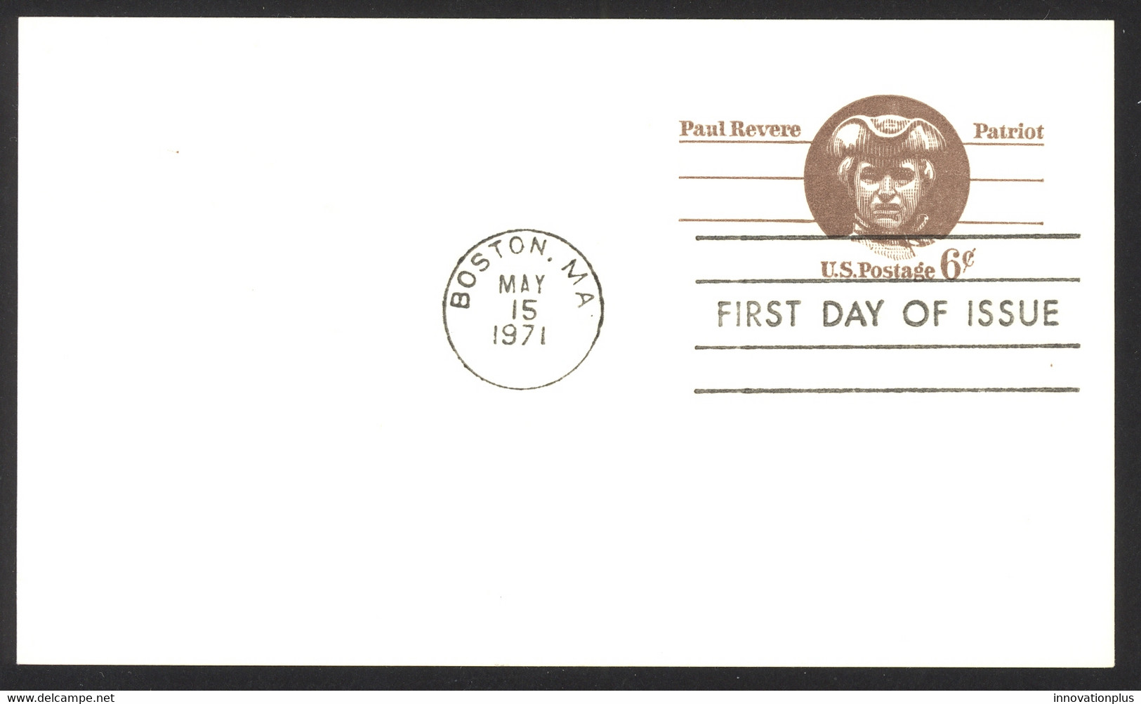USA Sc# UX58 FDC Postal Card (a) (Boston, MA) 1971 5.15 Paul Revere - 1971-1980