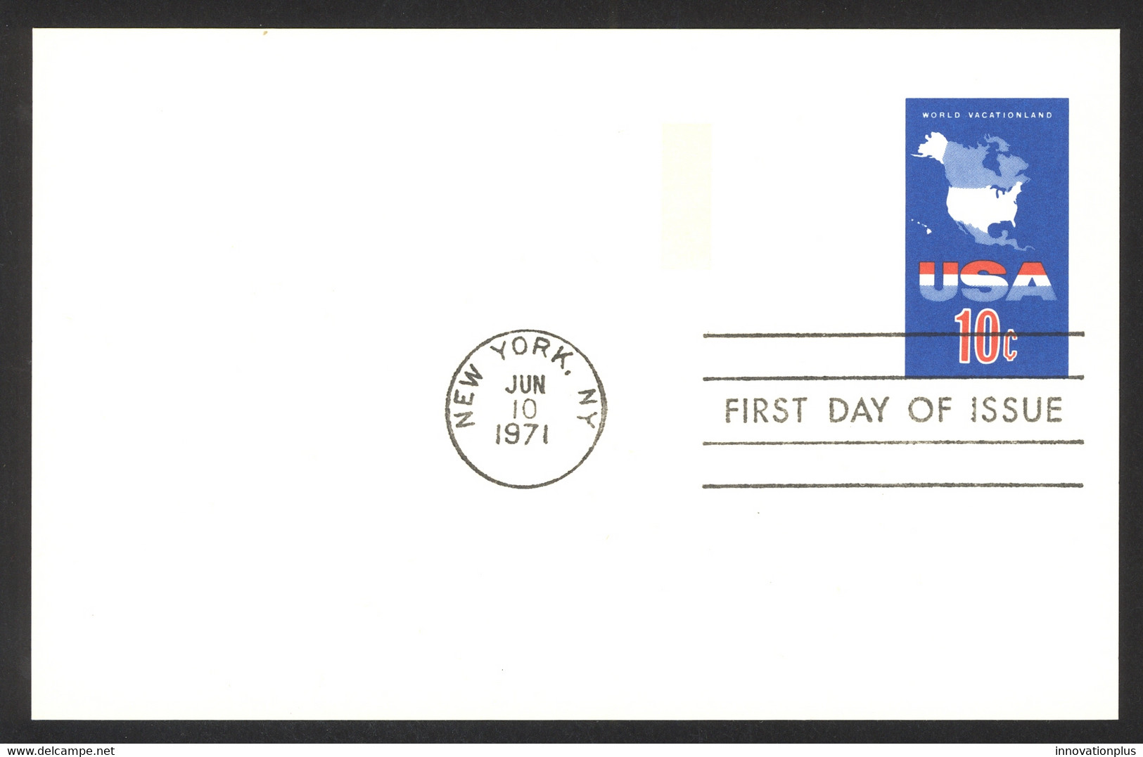 USA Sc# UX59 FDC Postal Card (c) (New York, NY) 1971 6.10 10c Map - 1971-1980