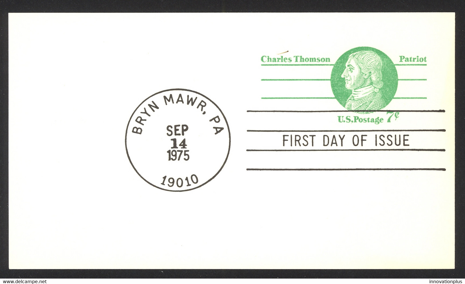 USA Sc# UX68 FDC Postal Card (a) (Bryn Mawr, PA) 1975 9.14 12c Charles Thomson - 1971-1980