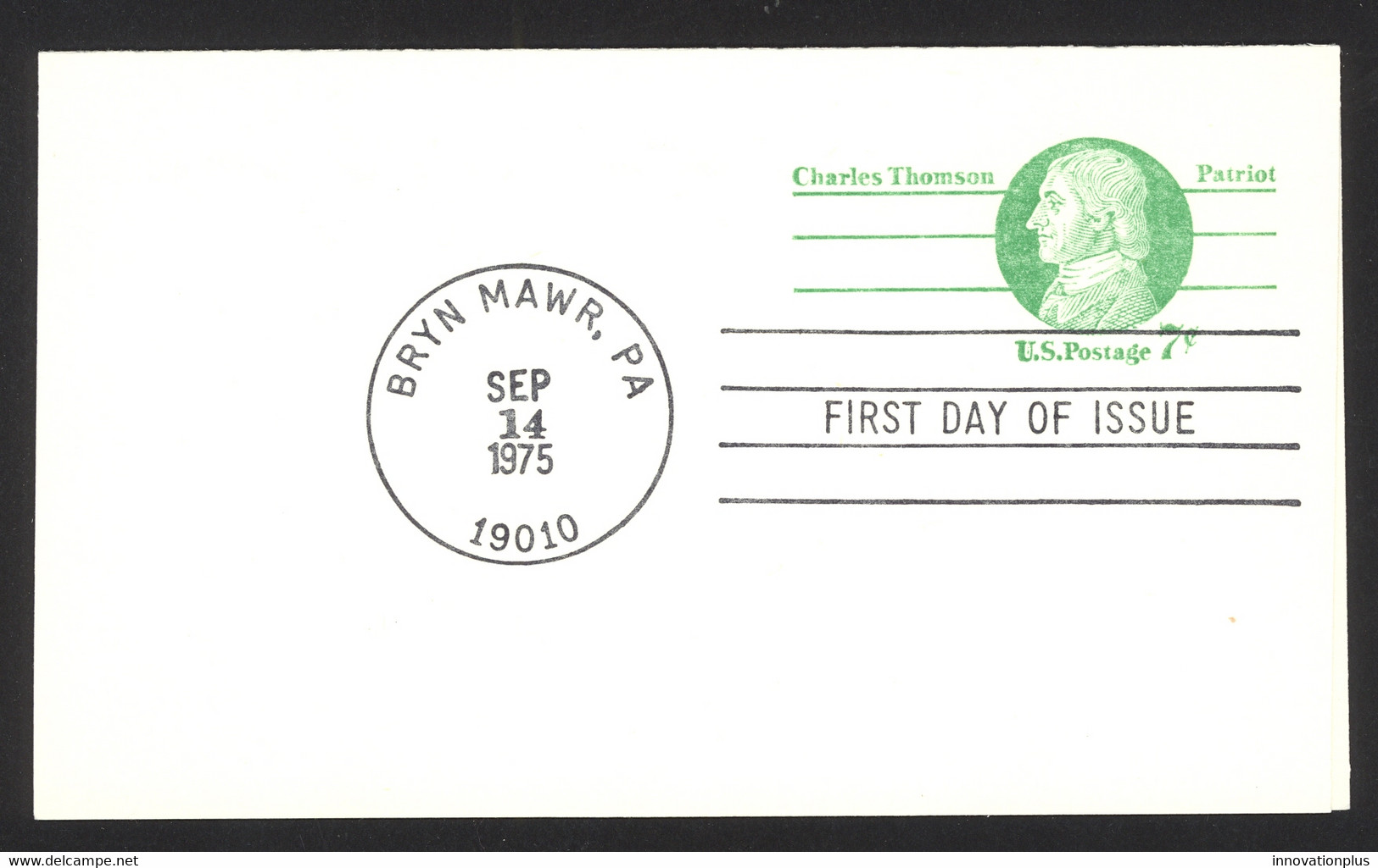 USA Sc# UY25 FDC Paid Reply Postal Card (Bryn Mawr, PA) 1975 Charles Thomson - 1971-1980