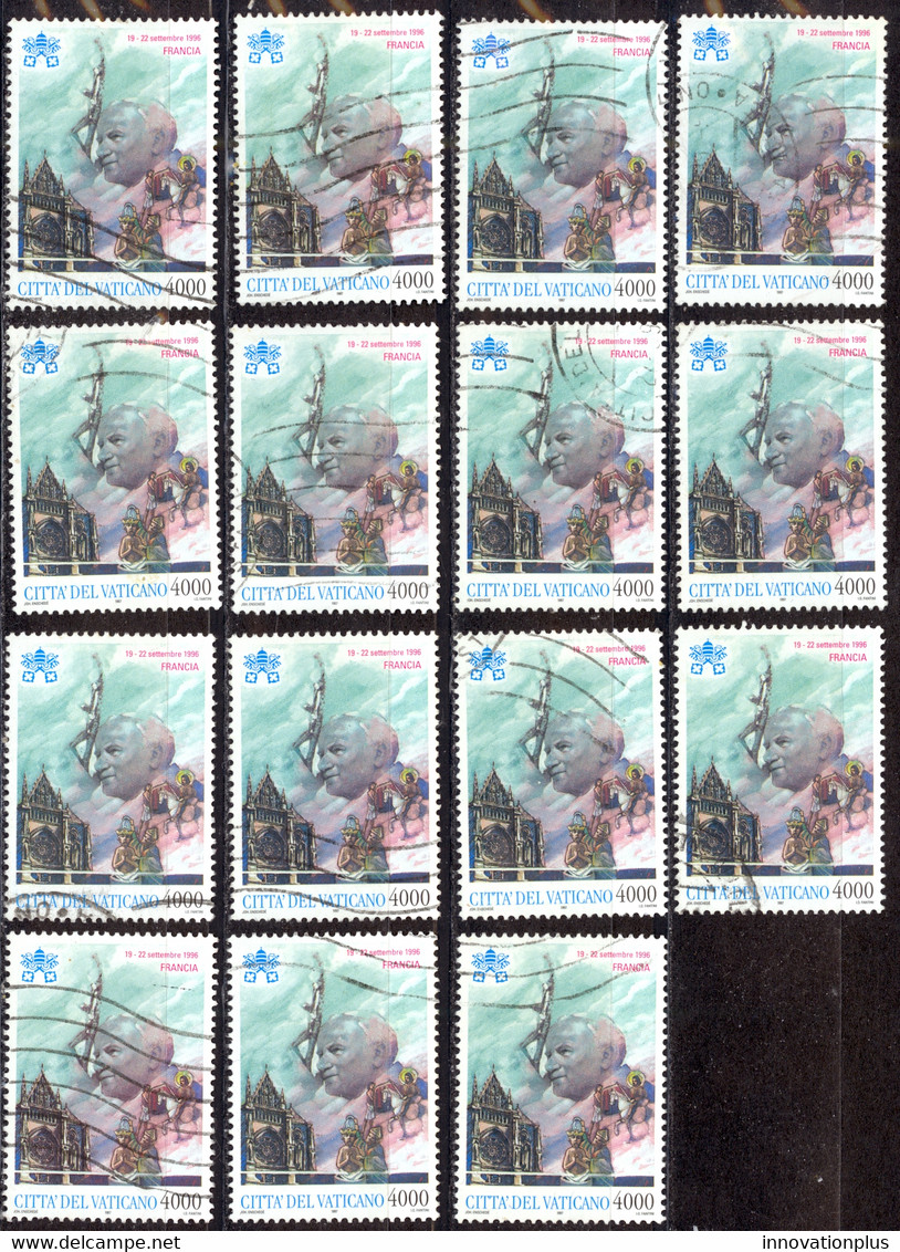 Vatican Sc# 1061 Used Lot/15 1997 4000l Travels Of Pope John Paul II - Used Stamps