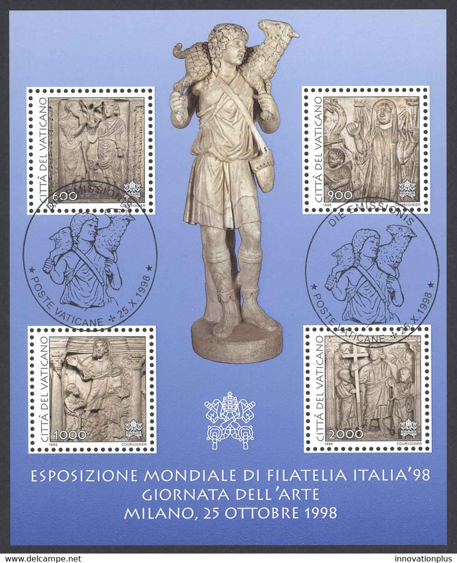 Vatican Sc# 1087 FD Cancel Booklet Pane/4 1998 Christian Sculptures - Oblitérés