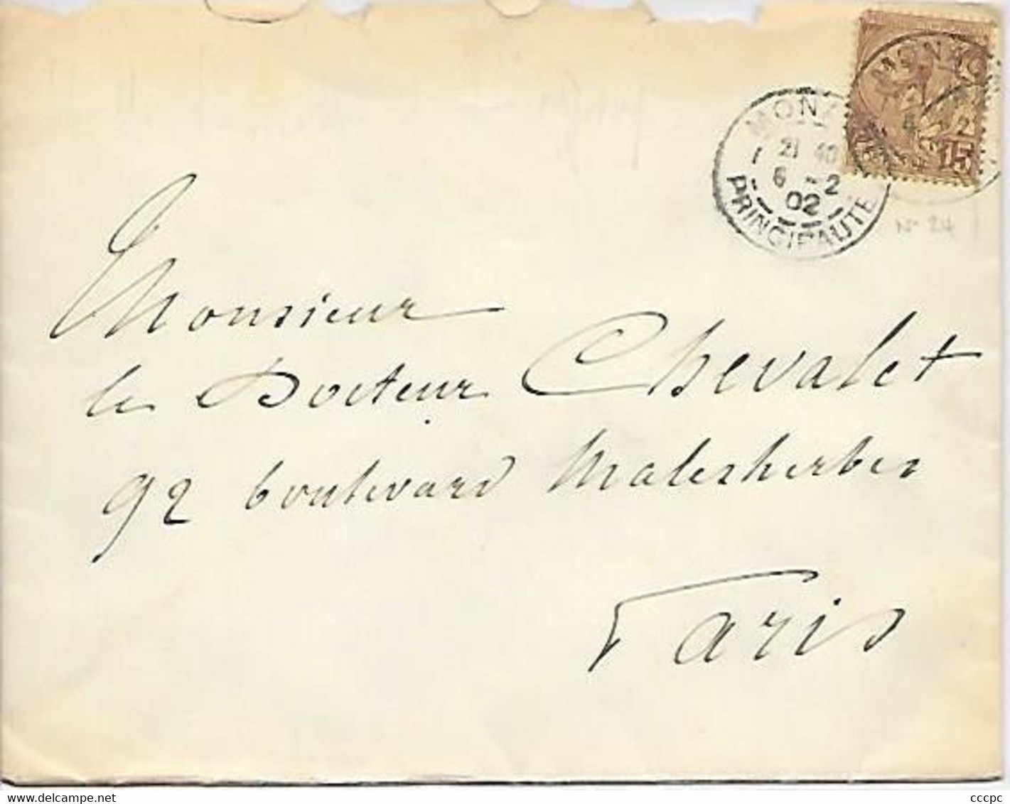 Monaco Lettre Cachetée Avec Sceau 1902 - Briefe U. Dokumente