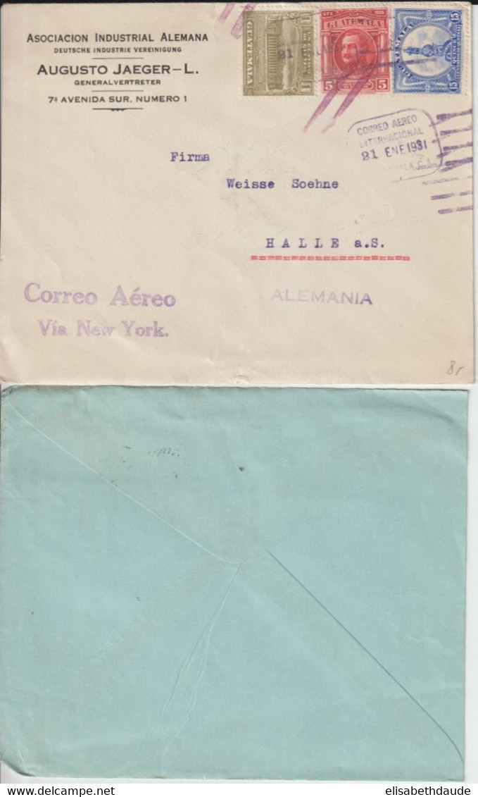 1930/1931 - GUATEMALA - 2 ENVELOPPES => HALLE (GERMANY) - Guatemala