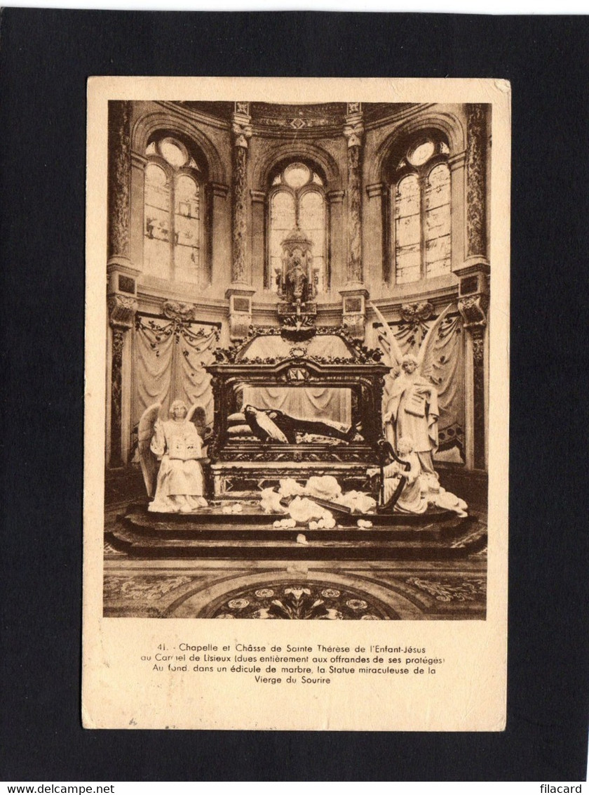 118903           Francia,   Chapelle  Et  Chasse  De  Sainte  Therese  De L"Enfant-Jesus Au Carmel De Lisieux,  VG  1939 - Santi