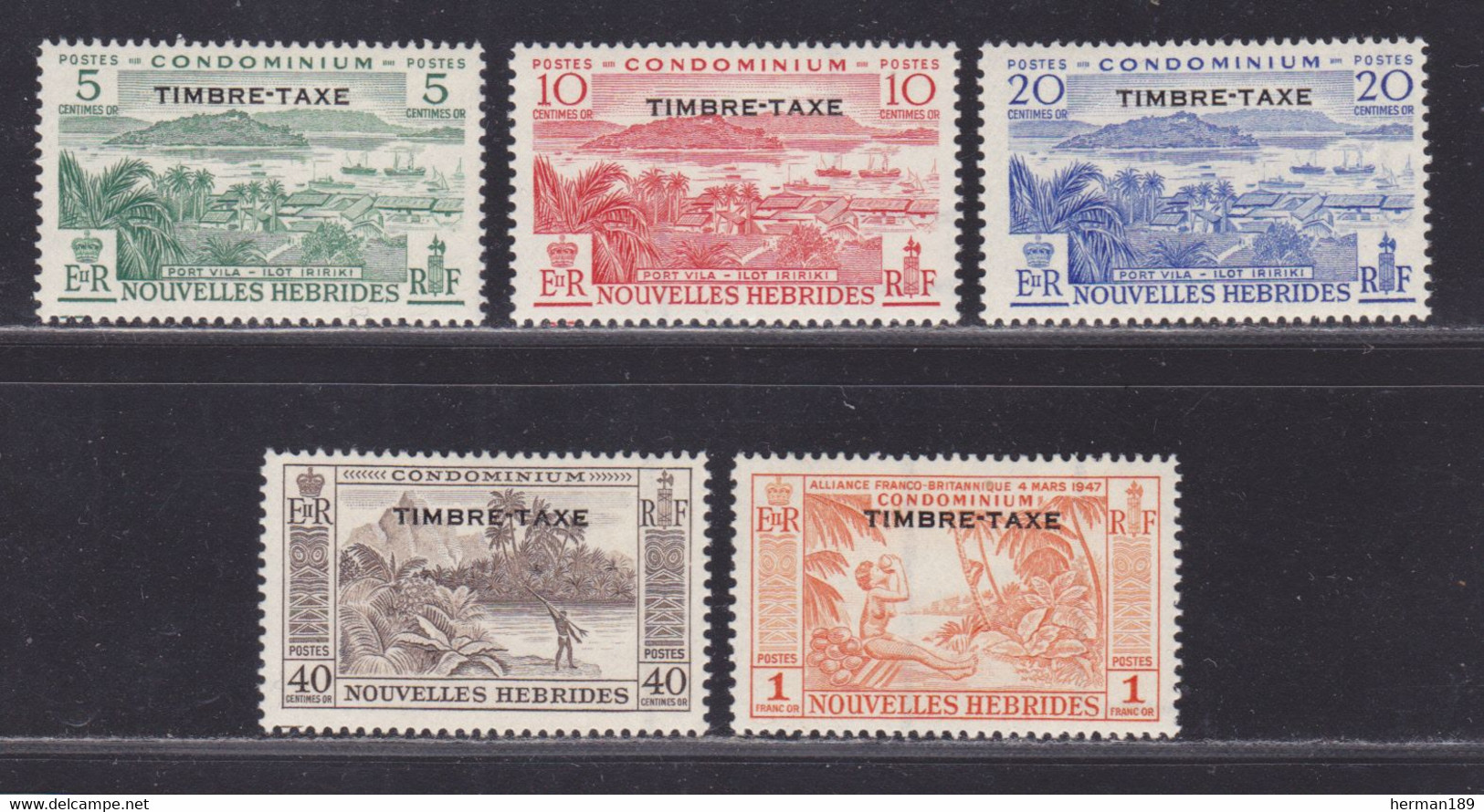 NOUVELLES-HEBRIDES TAXE N°   36 à 40 ** MNH Neufs Sans Charnière, TB (D9131) Série Courante - 1957 - Postage Due