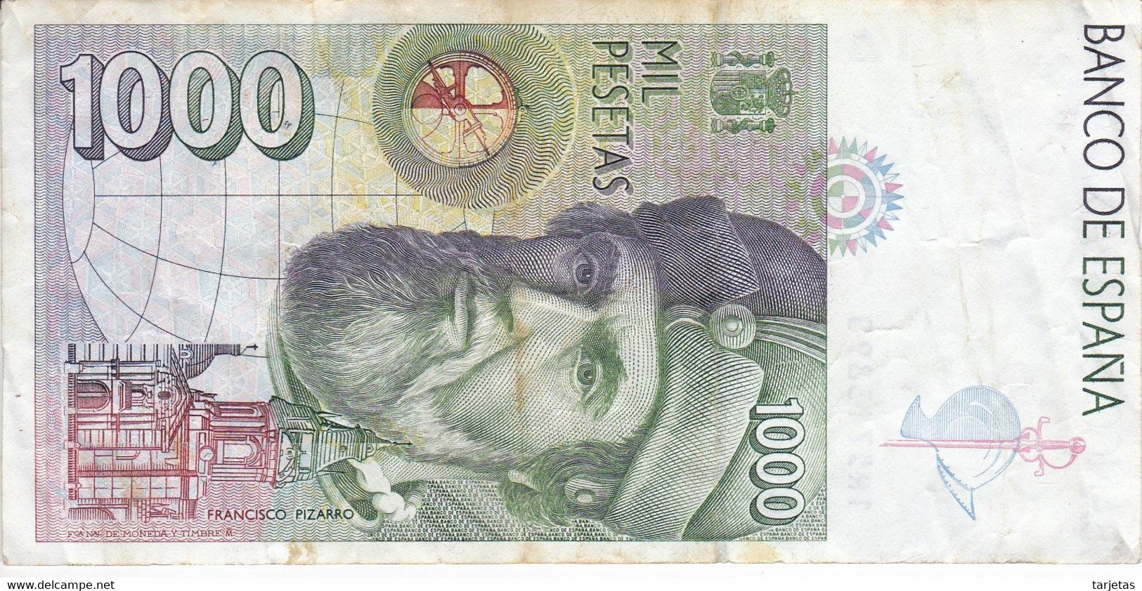 BILLETE DE 1000 PESETAS DEL AÑO 1992 DE HERNAN CORTES SERIE 1R (PIZARRO) - 1000 Peseten