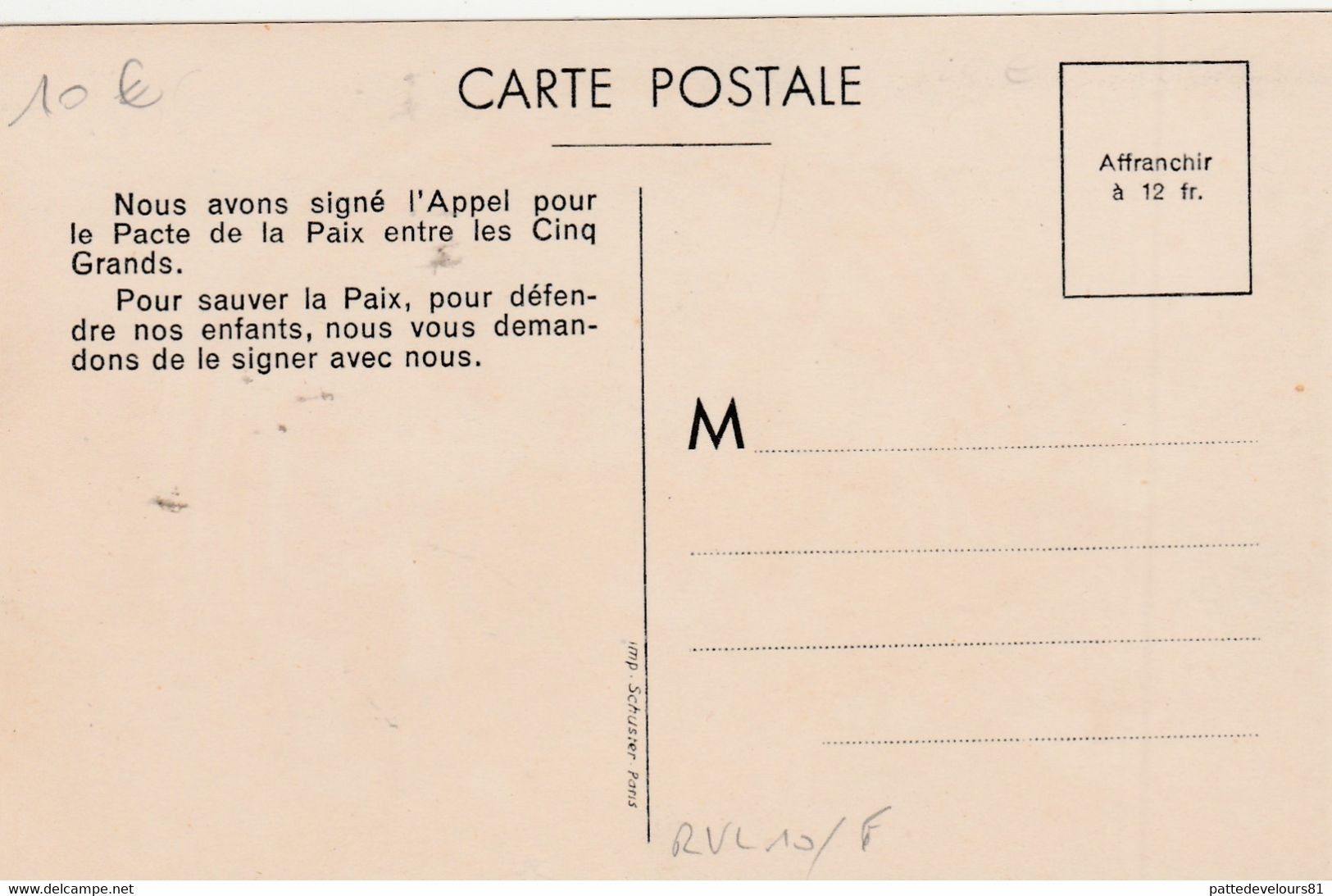 CPA Signature Appel Pacte De La Paix Les Cinq Grands Alliés Colombe Illustrateur J. EFFEL - Effel