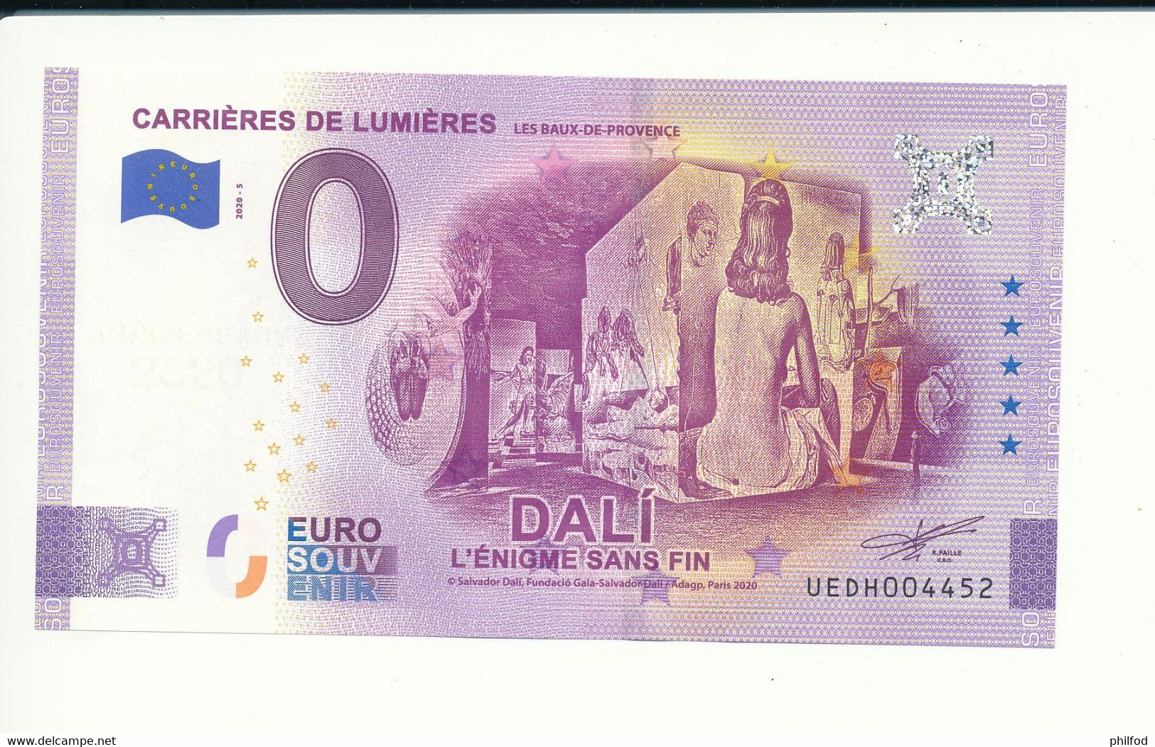 Billet Touristique 0 Euro - CARRIÈRES DE LUMIÈRES LES-BAUX-DE-PROVENCE - UEDH - 2020-5 - ANNIV -  N°4452 - Billet épuisé - Autres & Non Classés