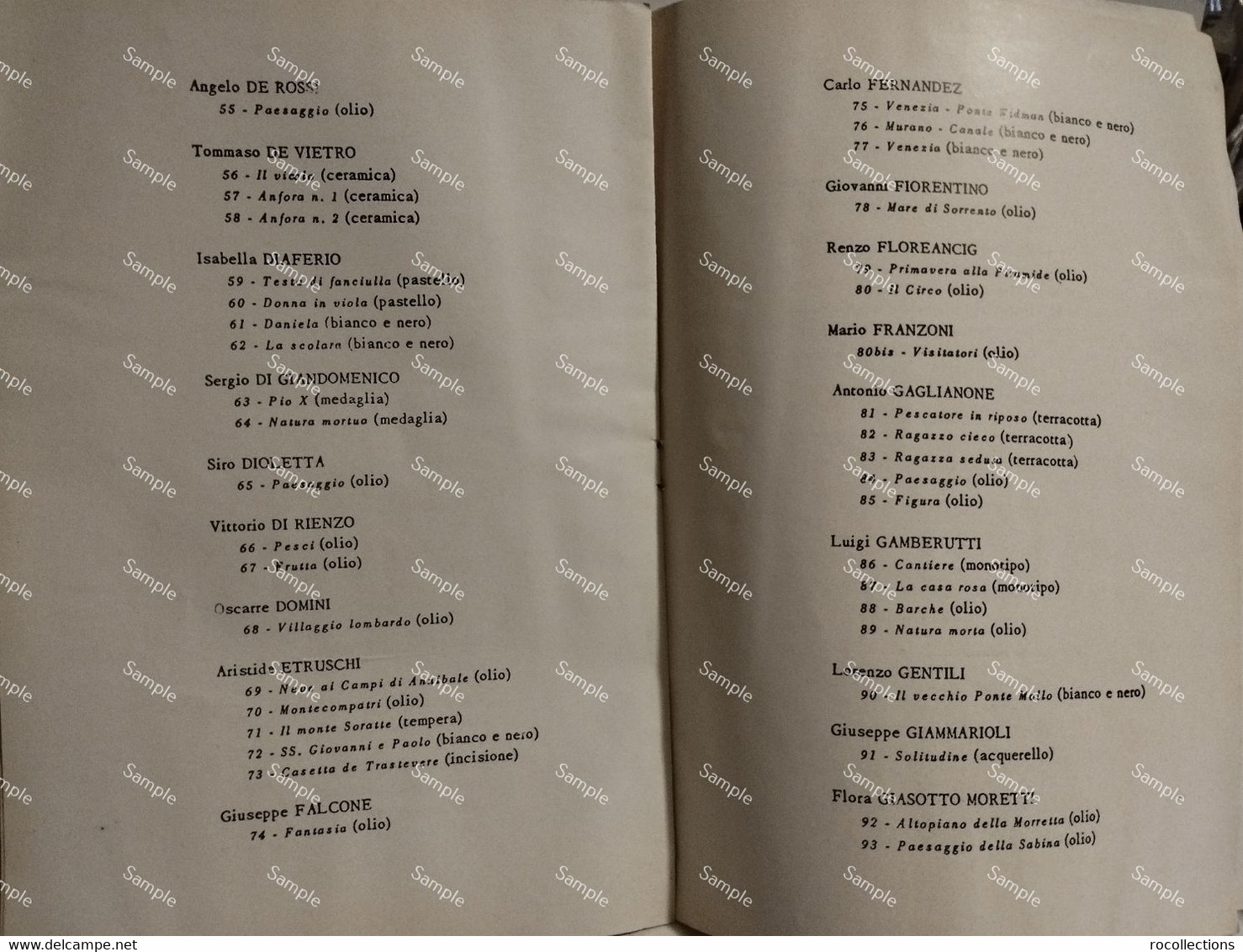 Italy Italia Roma Rassegna Nazionale ARTI FIGURATIVE Fra I Dipendenti Dello Stato  1959 - Programme