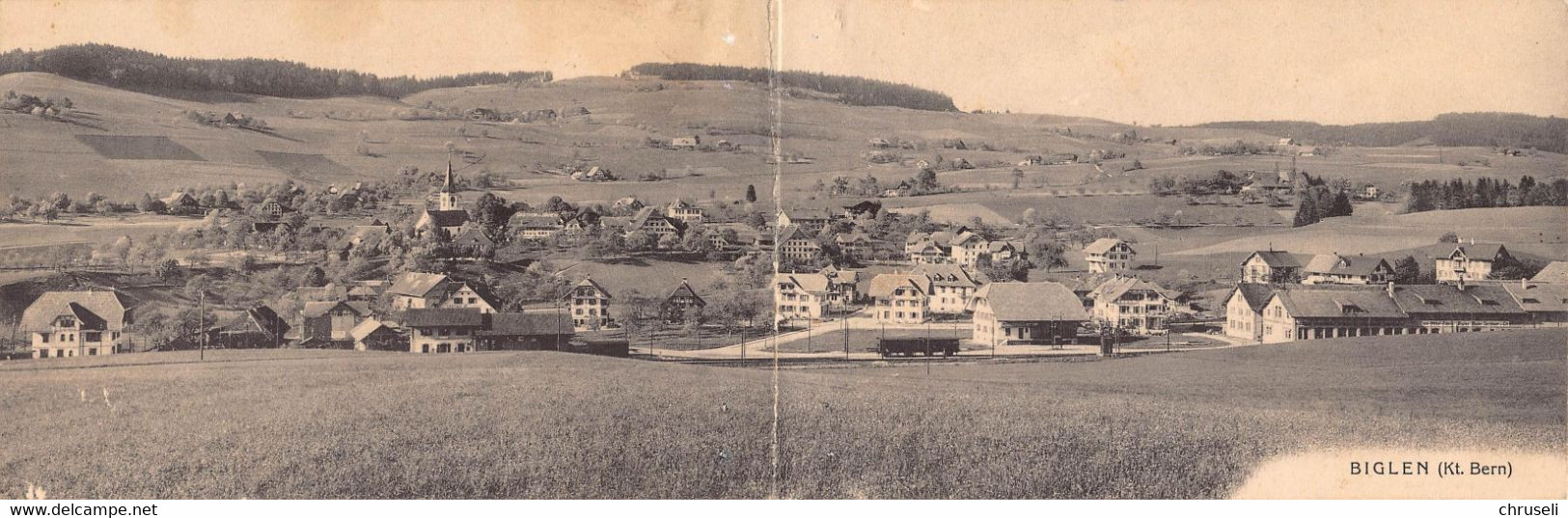 Biglen Panoramakarte Mit Bahnhof - Biglen