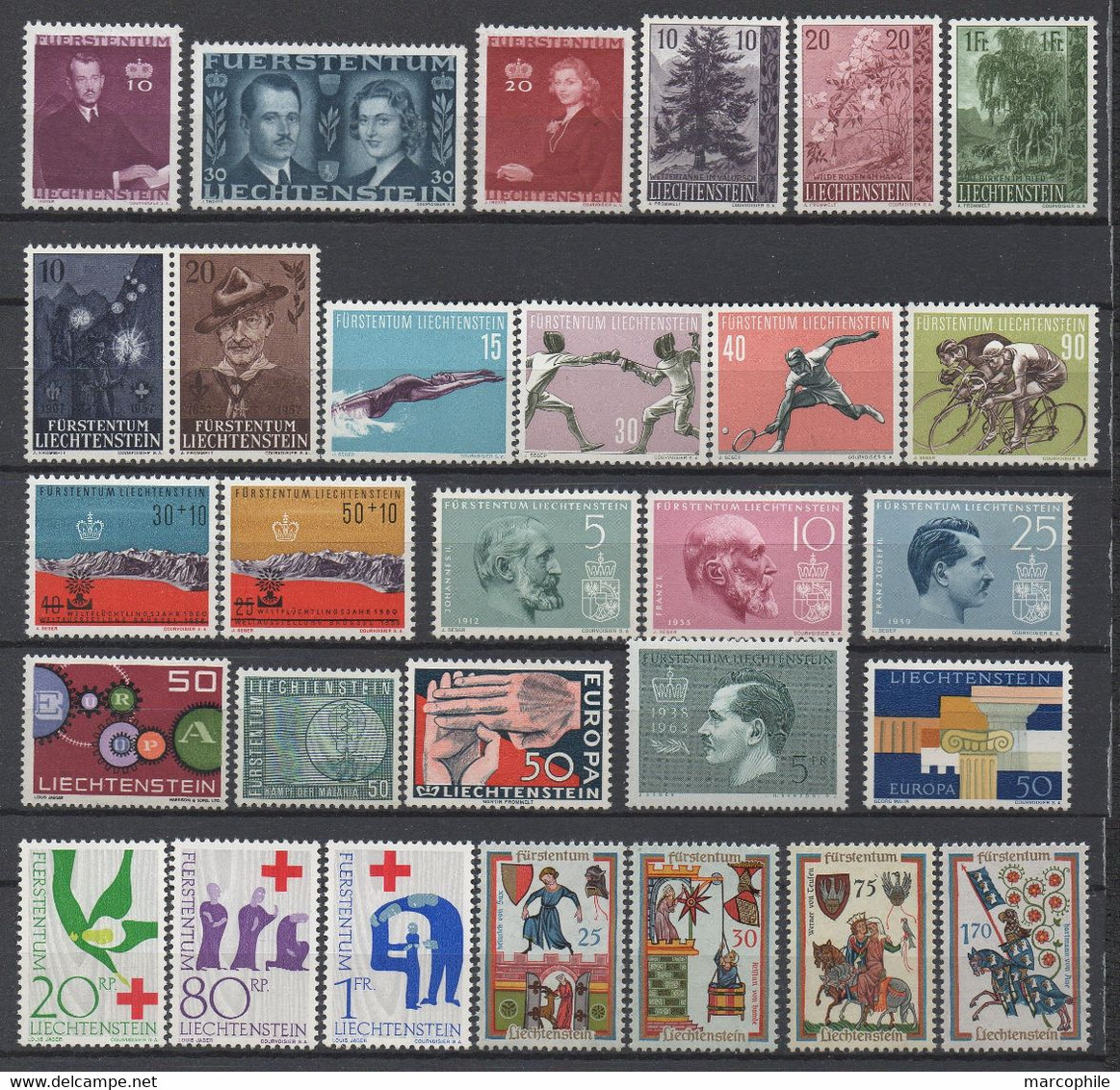 LIECHTENSTEIN / 1943-1963 PETITE COLLECTION ** - MNH COTE + 80.00 EUROS - A 15% DE LA COTE !!! (ref 7741) - Collections