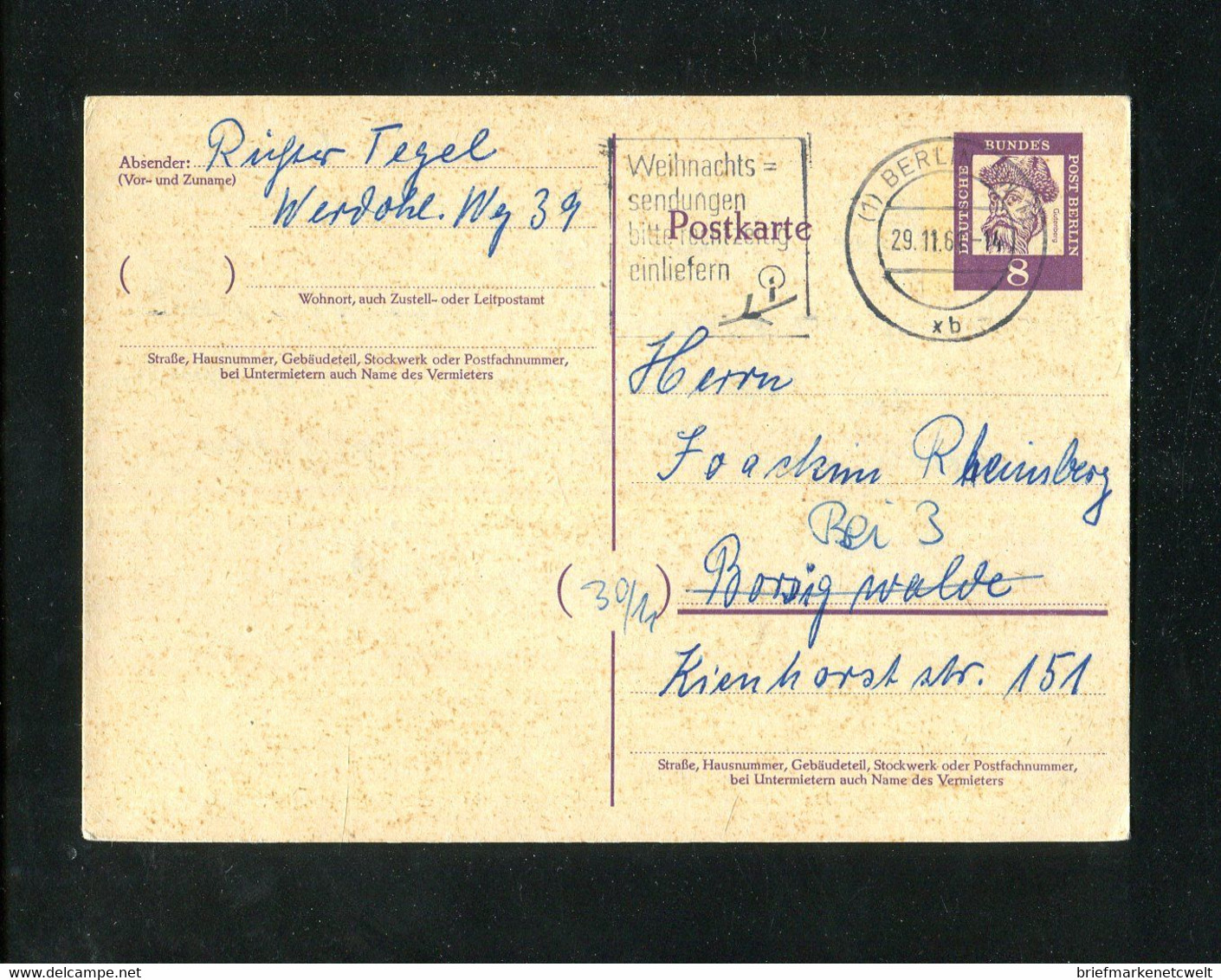 "BERLIN" 1961, Postkarte Mi. P 50 Gestempelt (15/06) - Postales - Usados