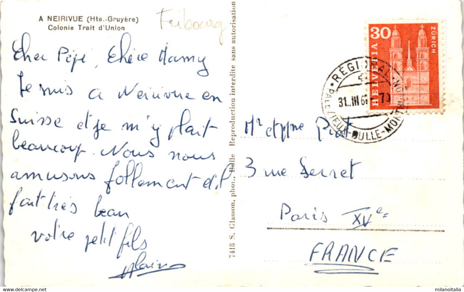 A Neirivue (Hte.-Gruyeres) - Colonie Trait D'Union (7418) * 31. 3. 1961 - Neirivue