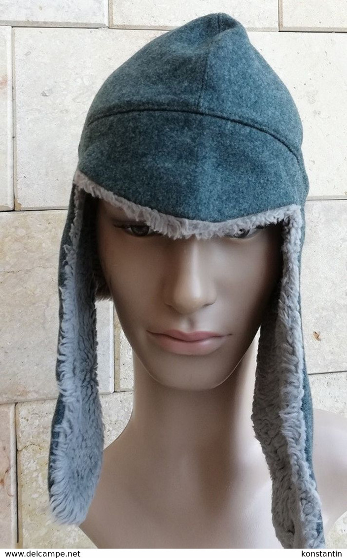 Vintage Swiss Army Winter Grey Fur / Wool Cap - Casques & Coiffures