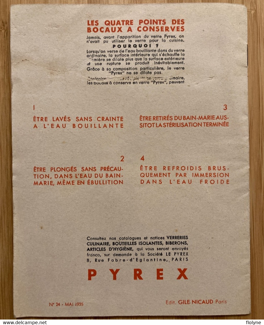 PYREX - Document Ancien Pub Publicité Illustré De La Marque Sur Les Conserves Ménagères - 1935 - Werbepostkarten