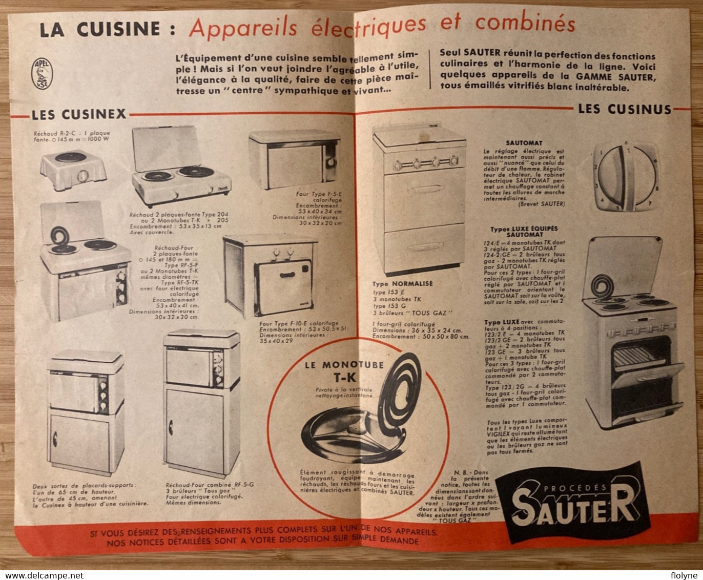 SAUTER - Document Ancien Pub Publicité Illustré De La Marque - Electro Menager - Advertising