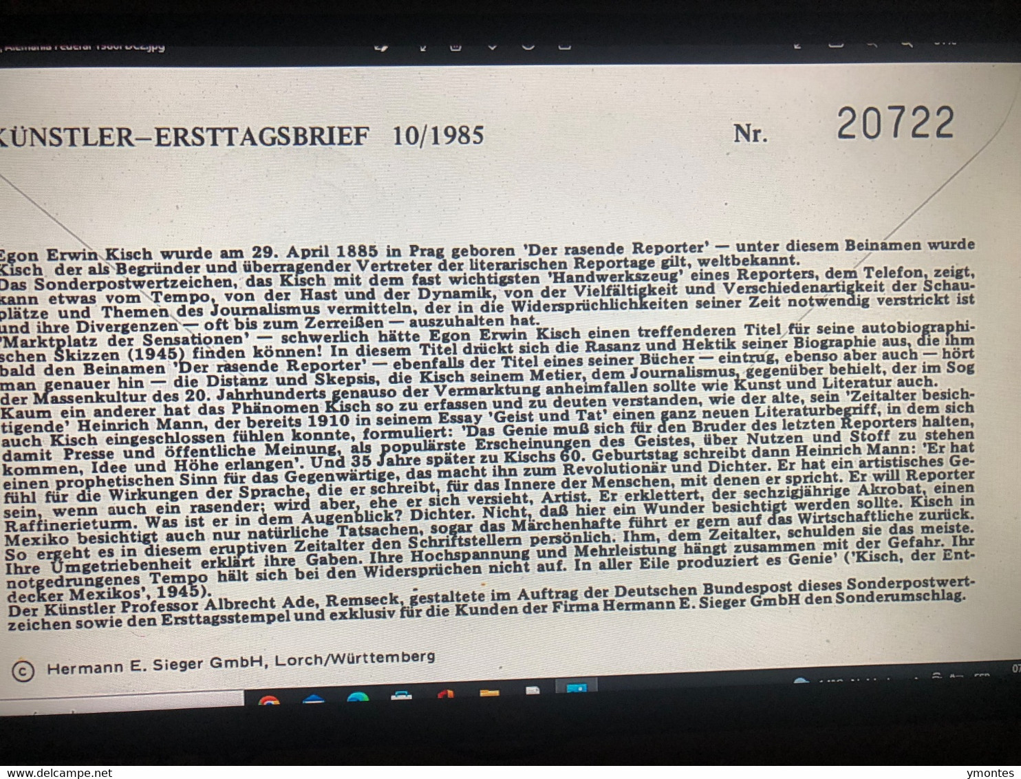 Judaíca- Egon Erwin Kisch - Briefe U. Dokumente