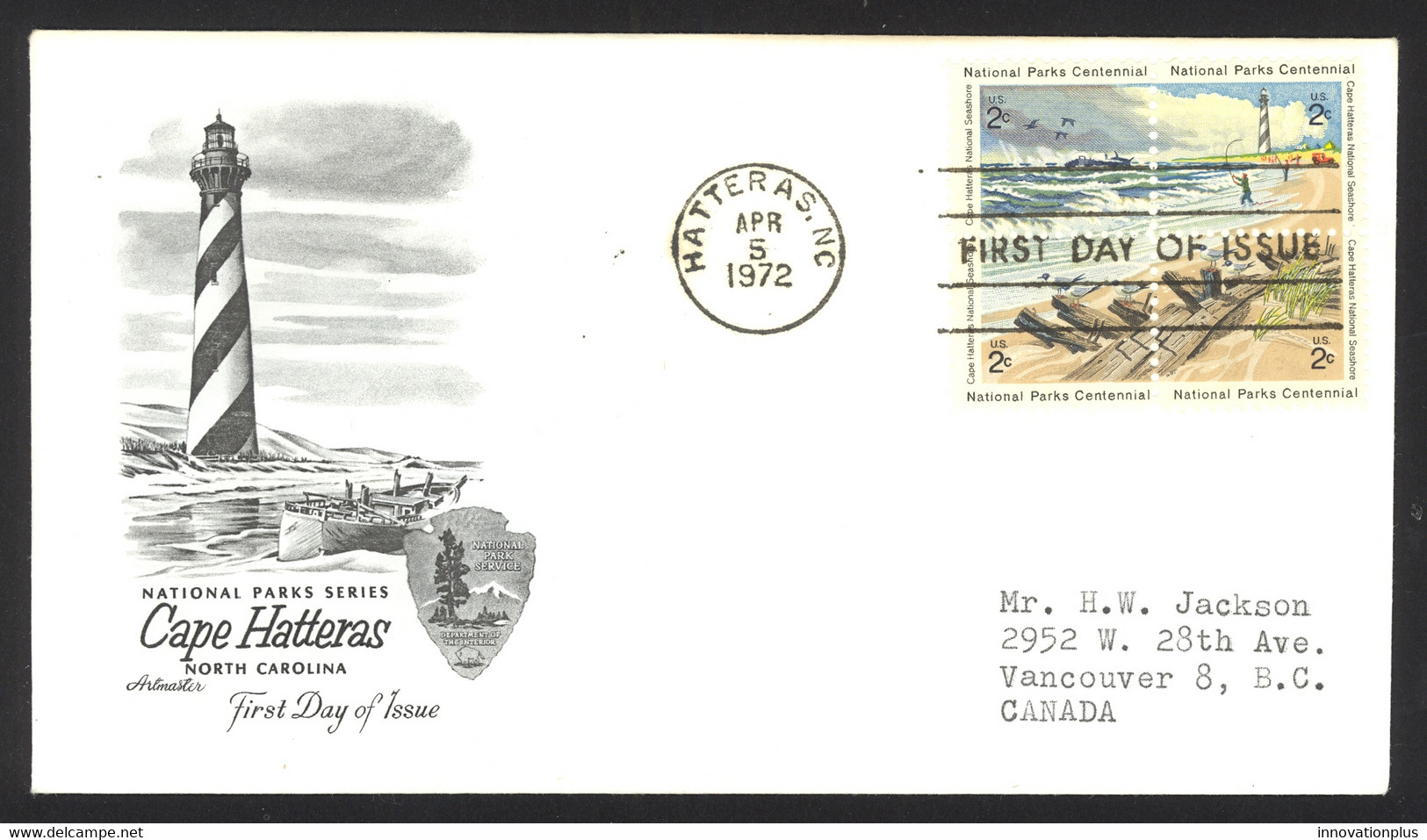 USA Sc# 1451a (Artmaster) FDC Block/4 (a) 1972 Cape Hatteras National Park - 1971-1980