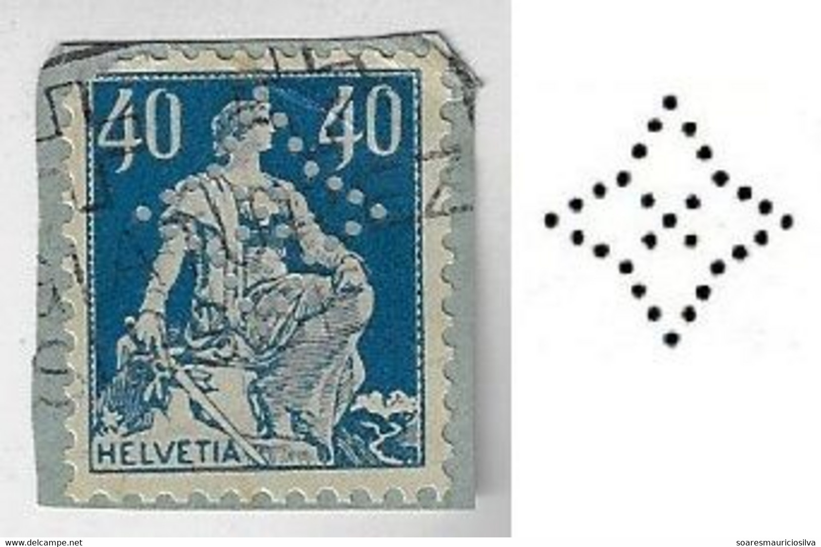 Switzerland 1921/1930 Cover Fragment Stamp Perfin Quadrangle Star By Union Of Swiss Banks From Geneve Lochung Perfore - Perfins