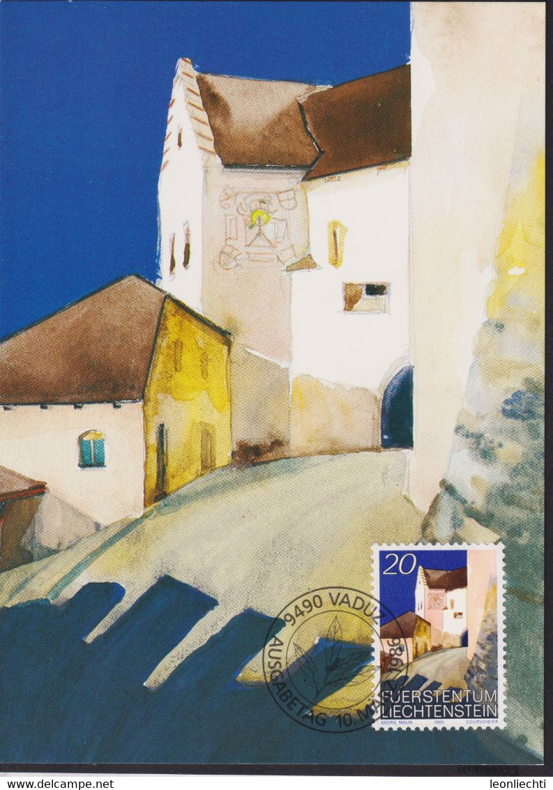 1986 Liechtenstein MC 63 Mi: LI 896°, Y&T: LI 837°, ZNr. LI 836°,   Schloss Vaduz, Vorhof - Storia Postale