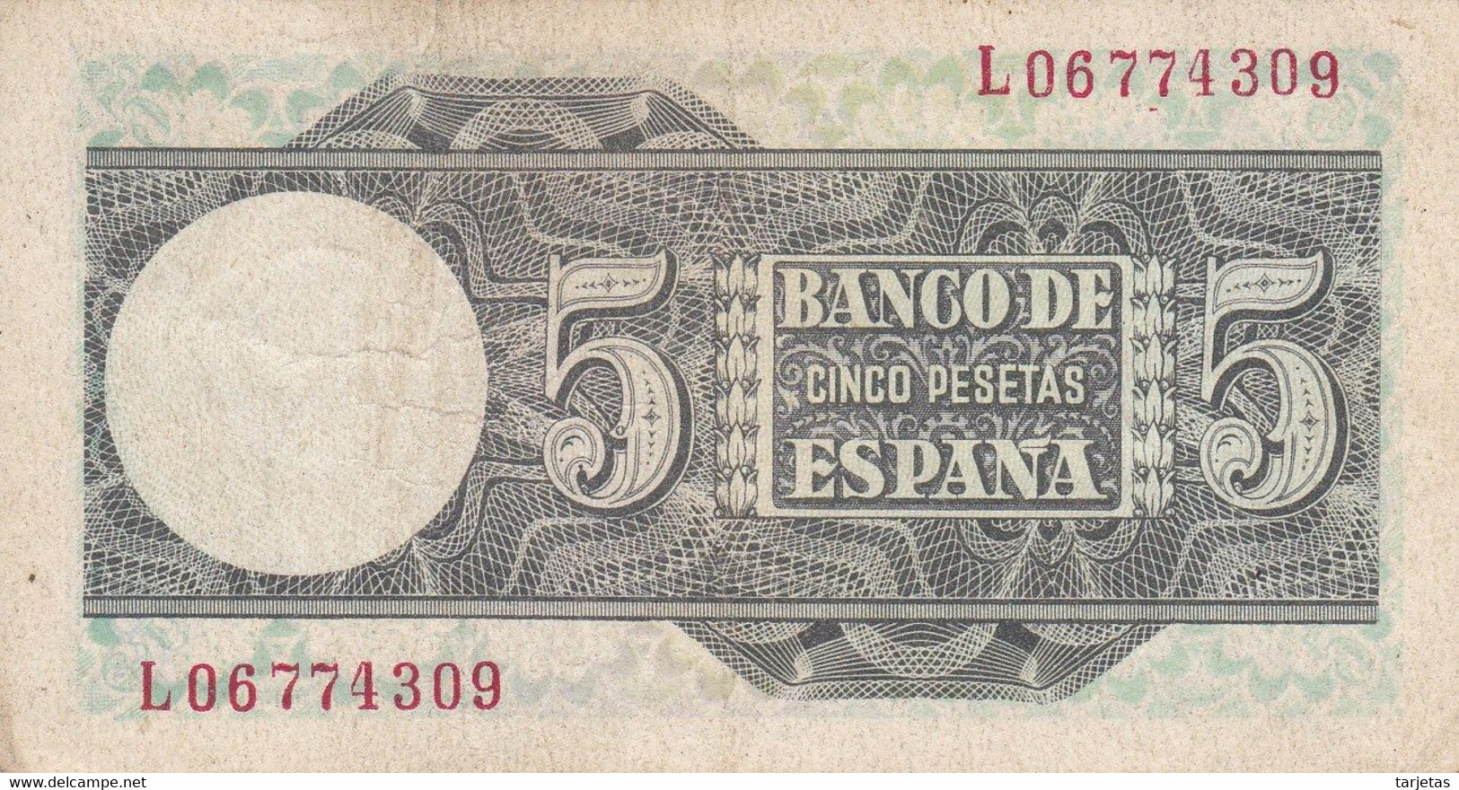 BILLETE DE ESPAÑA DE 5 PTAS DEL 1948 SERIE L CALIDAD BC (BANKNOTE) - 5 Pesetas