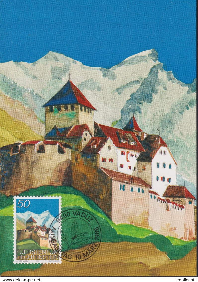 1986 Liechtenstein MC 63 Mi: LI 897°, Y&T: LI 838°, ZNr. LI 837°,  Schloss Vaduz, - Lettres & Documents
