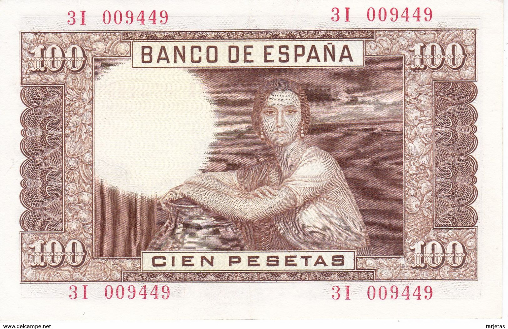 BILLETE DE ESPAÑA DE 100 PTAS DEL 7/04/1953 SERIE 3I EN CALIDAD EBC (XF) (BANKNOTE) - 100 Pesetas