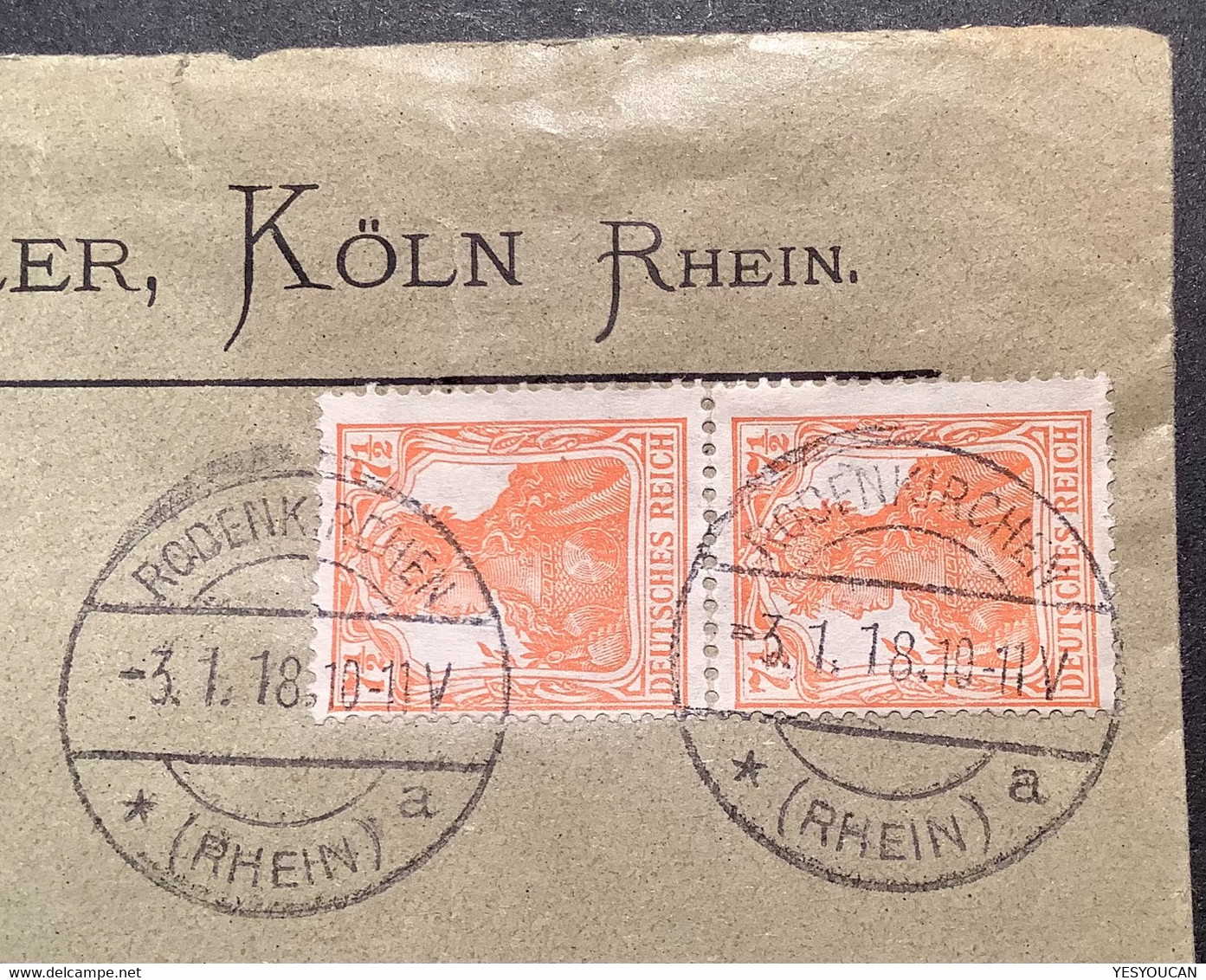 RODENKIRCHEN RHEIN (Köln) 1918 Germania Brief Heinrich Trutschler>Niederaula B. Hersfeld (Deutsches Reich Lettre - Covers & Documents