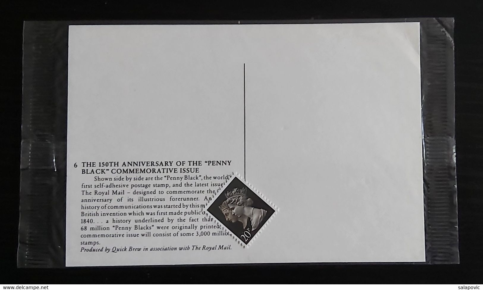 Great Britain,  THE 150TH ANNIVERSARY OF THE "PENNY BLACK" COMMEMORATIVE ISSUE Maximum Card  FDC  4/8 - Maximumkaarten