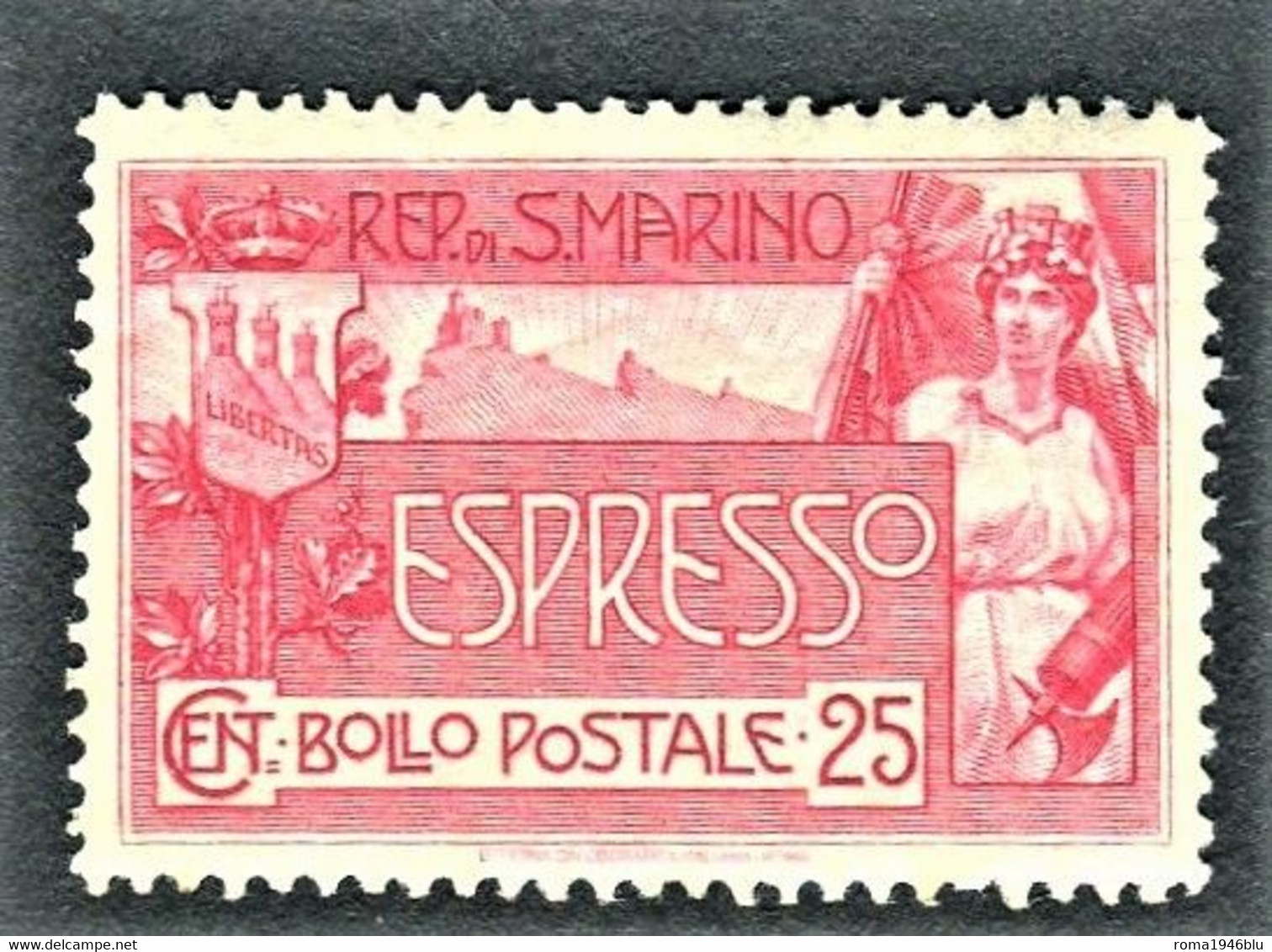 SAN MARINO 1907 ESPRESSI VEDUTA SAN MARINO ** MNH BEN CENTRATO - Express Letter Stamps