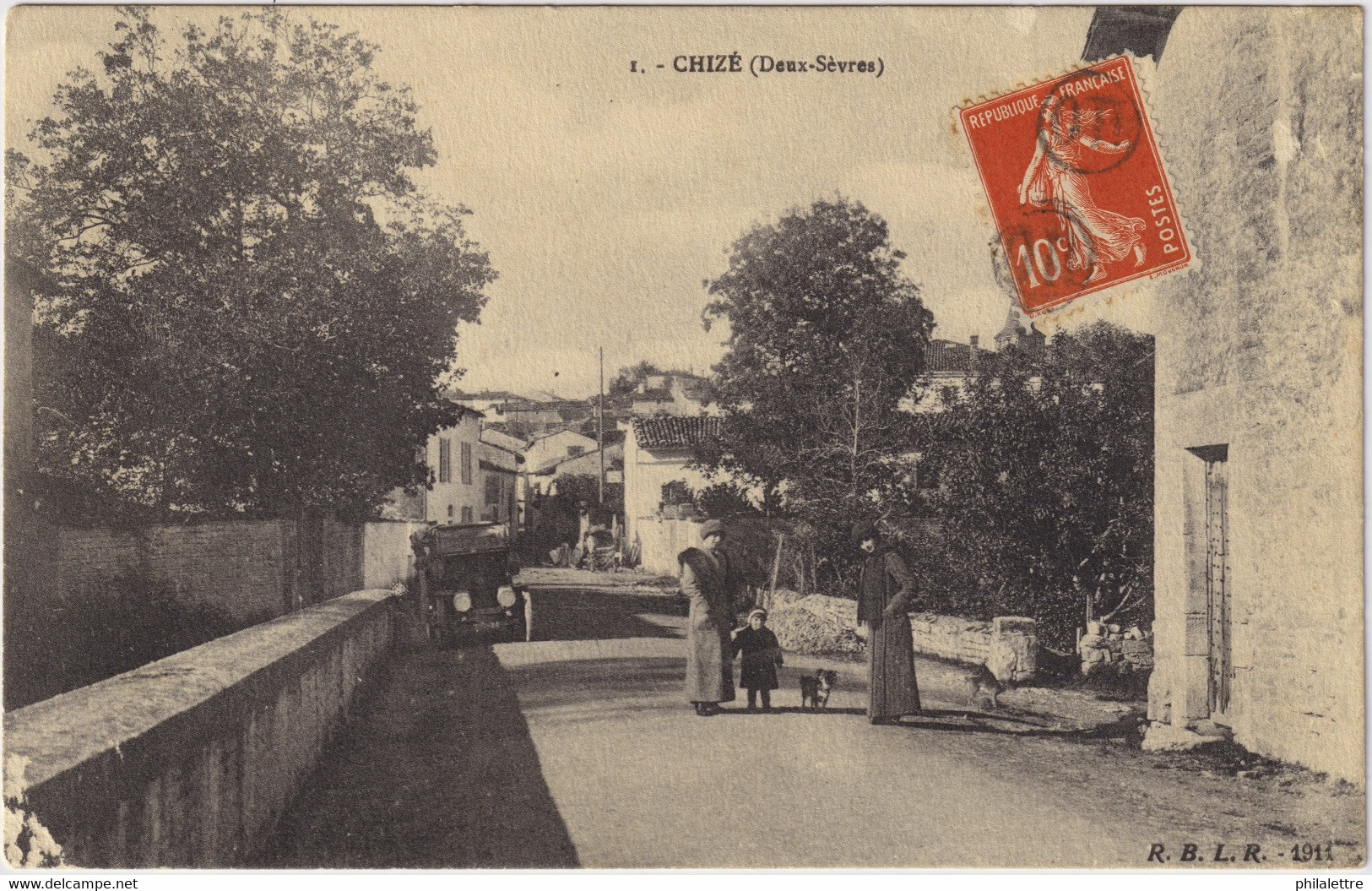FRANCE - Yv.136 Obl. "OR" Sur CPA De CHIZÉ, Deux-Sèvres Adressée De L'Ile à La Fragnée (cf. Desc.) - 1877-1920: Semi-Moderne