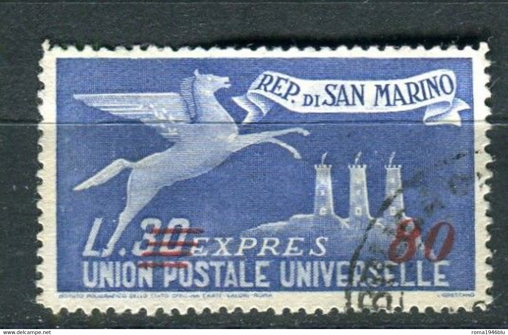 SAN MARINO 1948  ESPRESS0 80 L. SU 30 L.USATO - Eilpost