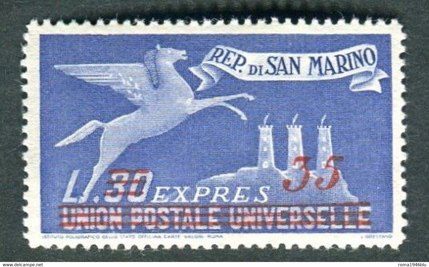 SAN MARINO 1947/48  ESPRESSO 30 L. SU 35 L. ** MNH CENTRATO - Francobolli Per Espresso